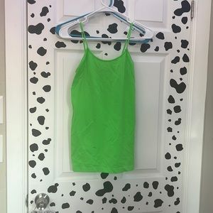 Neon green spaghetti strap